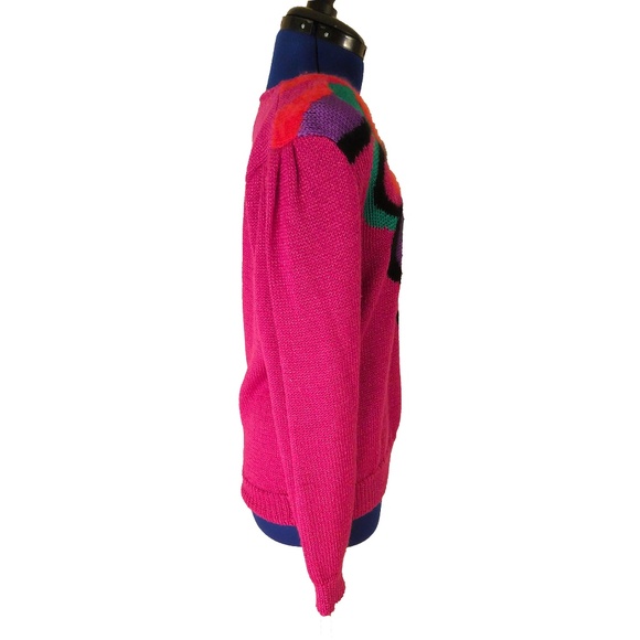 Vintage 90s Retro Chunky Ultra Violet Neon Sweater - Picture 5 of 6